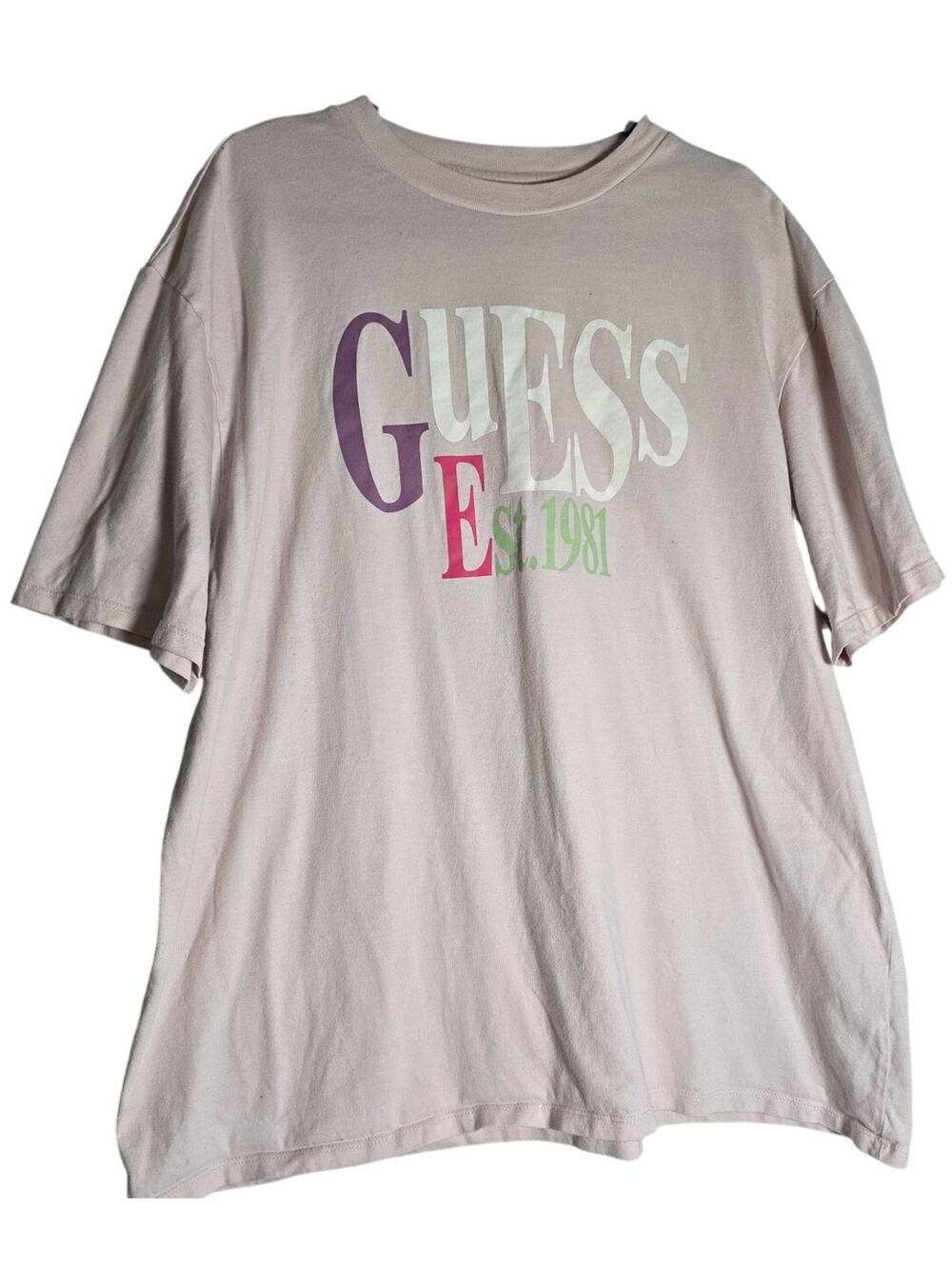 Vintage Guess Originals Women's XL Pink Graphic Tee Y2K Normcore Casual Shirt